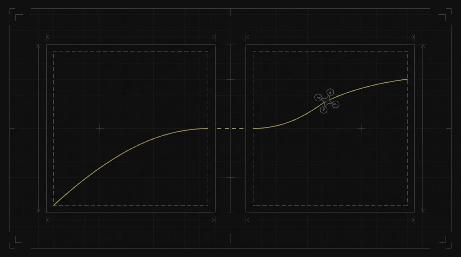 Schematic: a flight path carrying over from one regulatory frame to the next